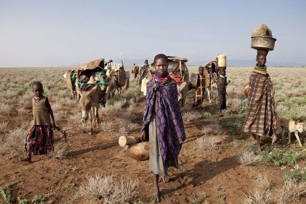 Photograph by Gwenn Dubourthoumieu. Following the raid, the three camps attacked around Nanam must migrate separately, making them more vulnerable.