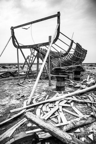 © Douraïd Souissi, for Reporting Change. Fishermen of the Kerkennahs. A new fishing-boat is under construction at the Kraten boatyard. Local fishermen say that the boat is going to be used for bottom trawling, and claim that the owner—a well-known entrepreneur from a nearby village—will not file for a permit, but will still manage to operate. 