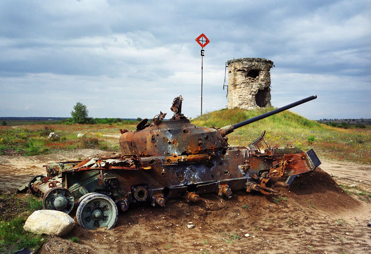 PRESS PHOTO ONLY TO BE USED IN RELATION WITH EXHIBITION RELICS OF THE COLD WAR IN DHM, BERLIN 2016.CUTTING PICTURES IS NOT ALLOWED.GERMANY, Germany east, Sachsen Anhalt, AltengrabowRussian tank which was used as a target on former shooting range of the soviet army. The terrain is now in use by the German army.foto: Martin Roemers