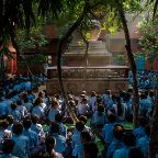 Maria Cardamone - Every morning students gather in a general assembly in the central courtyard of the school for collective prayers and songs. The school of Sarnath in India is the first intercultural and interreligious school of Alice Project, founded in 1994 on the site of the Buddha’s first sermon after his enlightenment. There are other two Alice schools in India: at Bodh Gaya in Bihar and at Bodhisatta Deban village in Arunachal Pradesh.