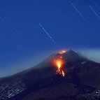 Angelo T. La Spina - Startrail on Mount Etna's eruption