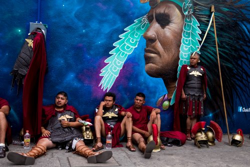 Sanne Derks  -  Roman soldiers take a rest during Mexico's largest Holy Week celebration in the notorious Iztapalapa neighborhood in Mexico City.