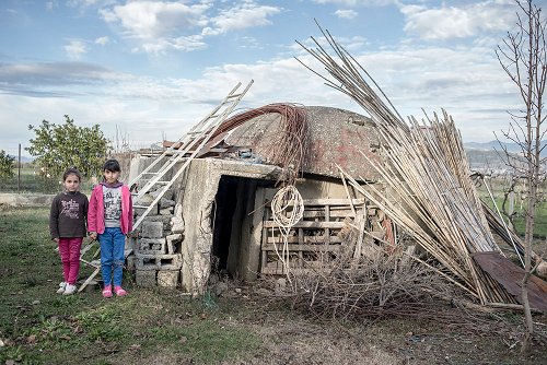 Oleksandr Rupeta - The girls stand in the courtyard near the bunker, Morave, Albania
