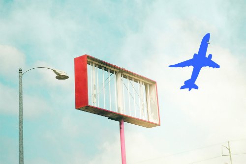 Debe Arlook -  Pink Sign with Purple Plane